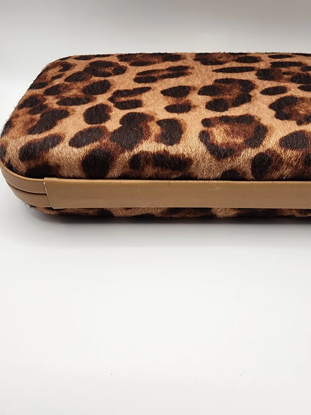 Leopard Print Clutch Bag with Gold Kiss-Lock With Chain Strap
